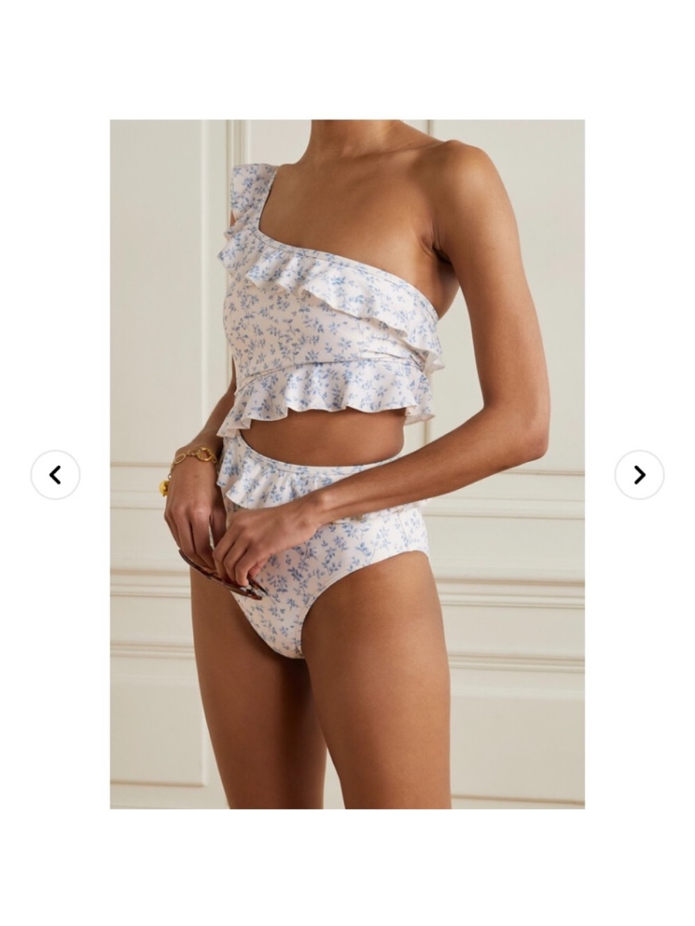Peony Swimwear Renaissance One-Shoulder Ruffle Floral One-Piece Swimsuit size 10